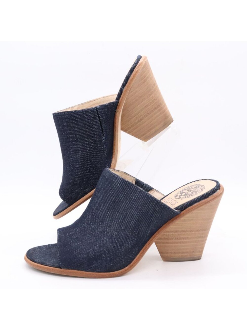 Vince Camuto Dormina Dark Denim Mule Slide 6M Open Toe Block Heel